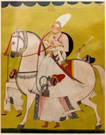 Rathor Gyan Singh of Pali. Circa 1800 - oil on paper painting by an unknown artistのeditorial素材