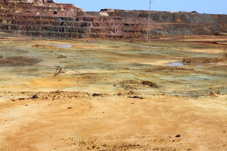 Iron pyrite, Corta Atalaya, the largest open pit mine in Europe, Minas de Riotinto, Nerva  Huelva province, Andalusia, Spainの写真素材