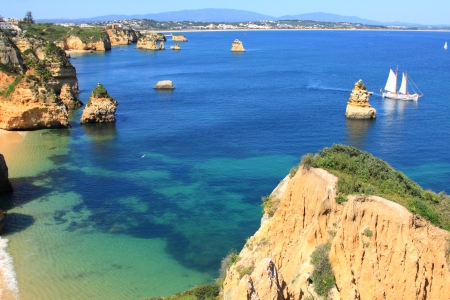 Ponta de Piedade in Lagos, Algarve coast in Portugalの写真素材