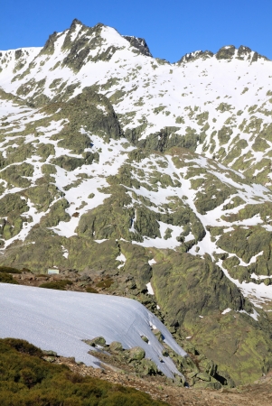 Snow gredos mountains in avila Spainの写真素材