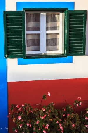Typical old houses on Santana, Madeira island, Portugalの写真素材