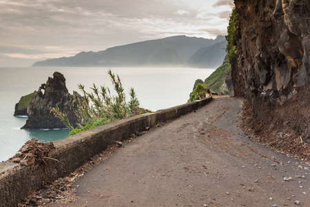 an empty road in Madeira island, Portugalの写真素材
