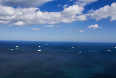 View of the Gibraltar rock from the Upper Rockの写真素材