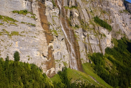 Staubbach falls in Lauterbrunnen, Berne Canton, Switzerland.の写真素材
