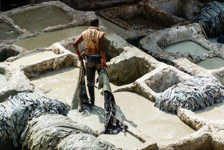 Fez, Morocco. The tannery souk of weavers is the most visited part of the 2000 years old city.