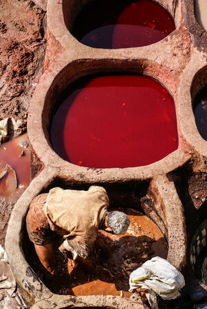 Fez, Morocco. The tannery souk of weavers is the most visited part of the 2000 years old city.のeditorial素材