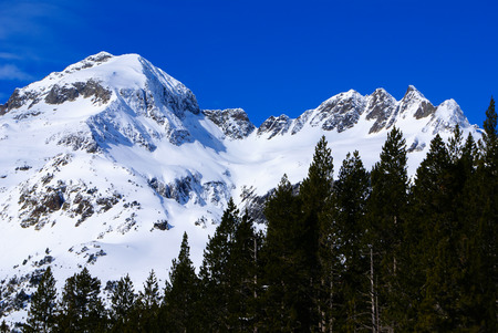 panoramic view, south side, of massif of Maladeta in the Pyreneesの写真素材