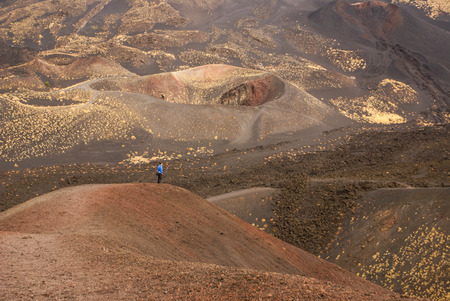 View of the volcanic landscape around Mount Etnaの写真素材