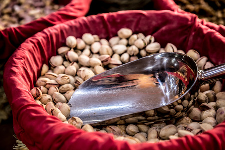 Spices, seeds and tea sold in a traditional market in Granada, Spainの写真素材