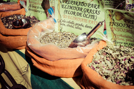 Spices Store at the Oriental Market in Granada, Spainの写真素材