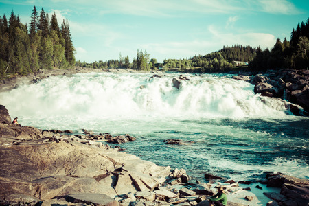 Waterfall in Northern Norwayの写真素材