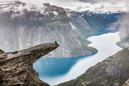 Norway Mountain Trolltunga Odda Fjord Norge Hiking Trailの写真素材