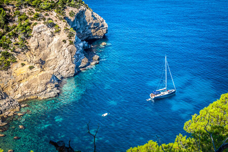 Cala Tarida in Ibiza beach San Jose at Balearic Islandsの写真素材