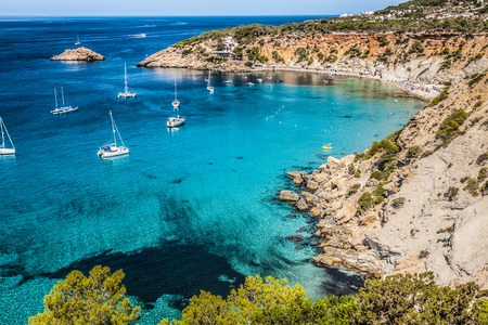 Es vedra island of Ibiza  Cala d Hort in Balearic islandsの写真素材