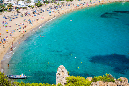Ibiza Cala de Sant Vicent caleta de san vicente beach turquoise waterの写真素材