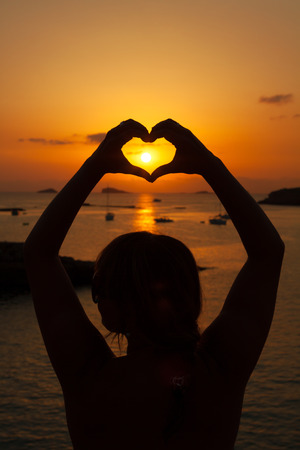 Ibiza Beautiful sunset in Cala Conta, Ibiza,near San Antonioの写真素材