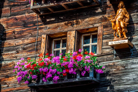 wooden houses in Fiesch - Switzerlandのeditorial素材