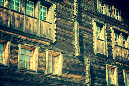 wooden houses in Fiesch - Switzerlandのeditorial素材