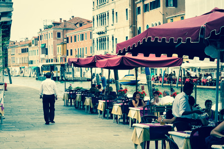 Venice, Italy,August 9, 2013: The beautiful view of a Canal Grande in Venice, Italyのeditorial素材