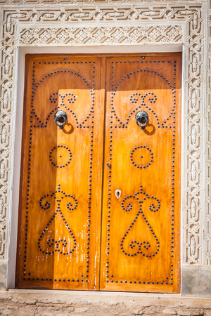 Decorative door in Kairouan, Tunisiaの写真素材