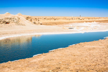 Chott el Djerid, salt lake in Tunisiaの写真素材
