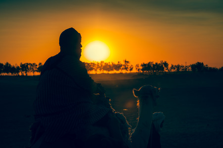 Sunset in the Sahara desert - Douz, Tunisia.の写真素材