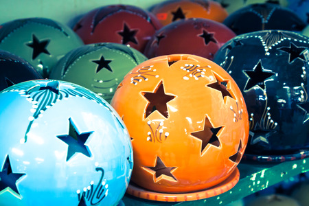 earthenware in tunisian marketの写真素材