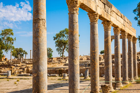 Ruins Roman Capitol Thuburbo Majus, Tunisiaの写真素材