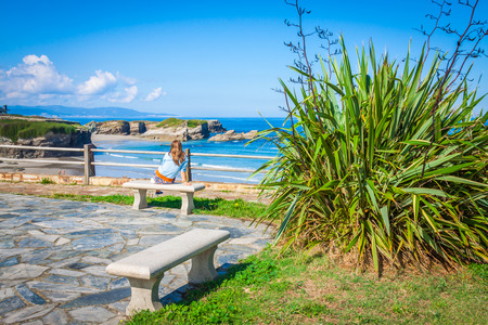 Beach of the Cathedrals in Ribadeo, Galicia, Spainの写真素材
