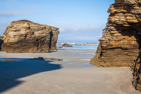Famous Spanish destination, Cathedrals beach (playa de las catedrales) on Atlantic oceanの写真素材