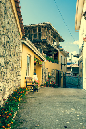 Pravia, old wooden building used as barn. Asturias, Spainの写真素材