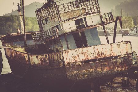 Wooden local fisher boat. Phuket island. Thailandの写真素材