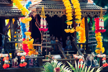 Beautiful Thai outdoor spirit house shrine.の写真素材