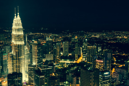 Kuala Lumpur,Malaysia,December 19,2013:KL Petronas Towers at nightのeditorial素材