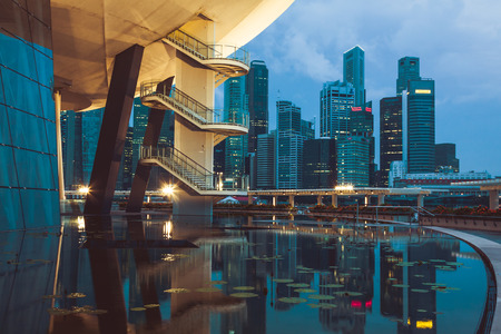 Singapore,December 20,2013: View of the city skyline at night in Singaporeのeditorial素材