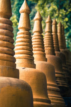 Start of stairs to the top of Tiger Cave Temple. 1237 step to top mountain. Krabi. Thailandの写真素材