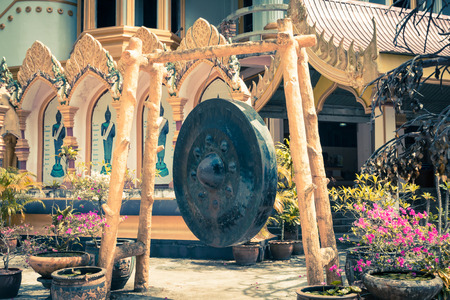 Big gong at temple Thailand.の写真素材