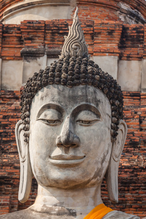 Buddha face in Wat Chaiwatthanaram, Ayutthaya, Thailandの写真素材