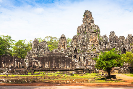 Angkor Thom Cambodia. Bayon khmer temple on Angkor Wat historical placeの写真素材