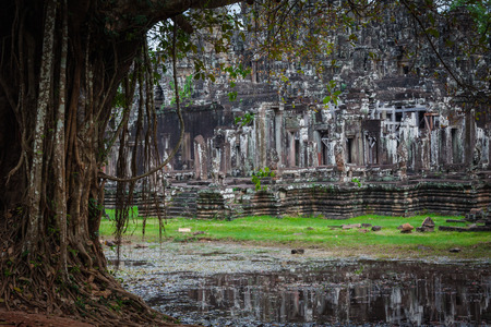 Angkor Thom Cambodia. Bayon khmer temple on Angkor Wat historical placeの写真素材