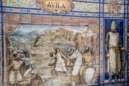 Plaza de Espana, Sevilla, Spain - famous old decorative ceramics alcove. Avila theme.