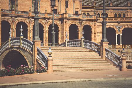 Spanish Square (Plaza de Espana) in Sevilla, Spainの写真素材