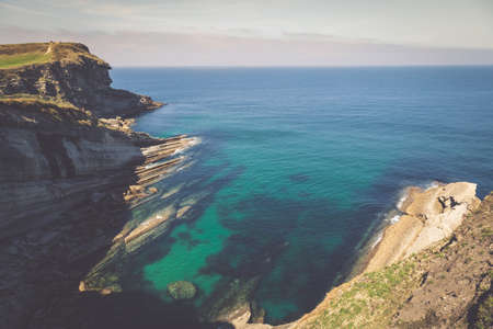 Panoramic view of the coast of Santander from the Bella Vista lighthouse (Cantabria)の写真素材