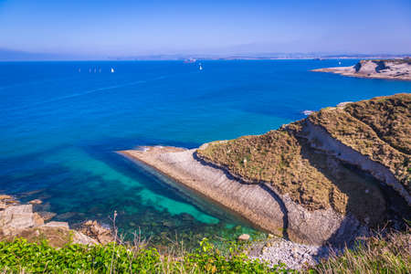 Panoramic view of the coast of Santander from the Bella Vista lighthouse (Cantabria)の写真素材