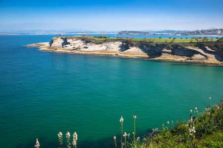 Panoramic view of the coast of Santander from the Bella Vista lighthouse (Cantabria)の写真素材