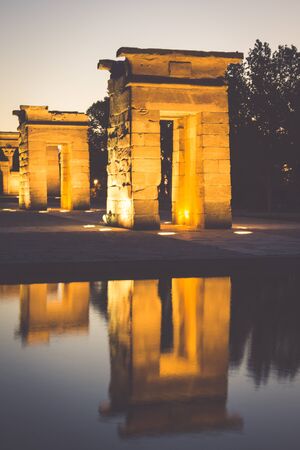 Temple of Debod at night, Madrid (Spain)のeditorial素材