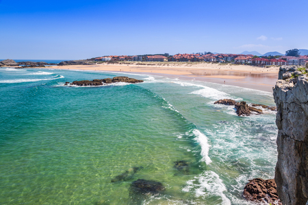 Beach of Helgueras, Noja, Cantabria, Spainの写真素材