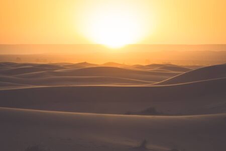 Sand dunes in the Sahara Desert, Merzouga, Moroccoの写真素材