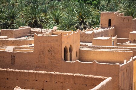 A village at an oasis at the bottom of a canyon in the Atlas mountains, Morocco