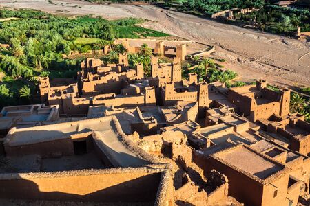 Ait Benhaddou is a fortified city, or ksar, along the former caravan route between the Sahara and Marrakech in Morocco.の写真素材